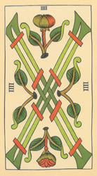 4 tarot wands reversed