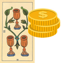 3 tarot cups money