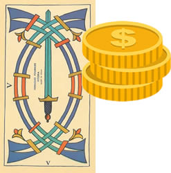 5 tarot swords money